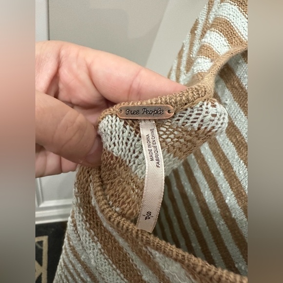 FREE PEOPLE Sweater Dress Women's Counting Stripe Swing Tunic Camel Mint Sz S - Picture 6 of 14